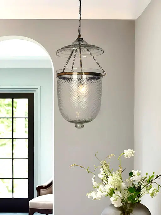 Clear Glass 1-Light Bell Jar Pendant Light – 35.6 cm