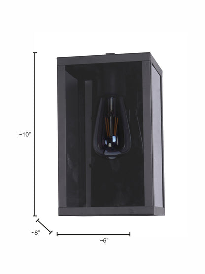 Black Glass Mild Steel 1-Light Wall Sconce – 25.4 cm
