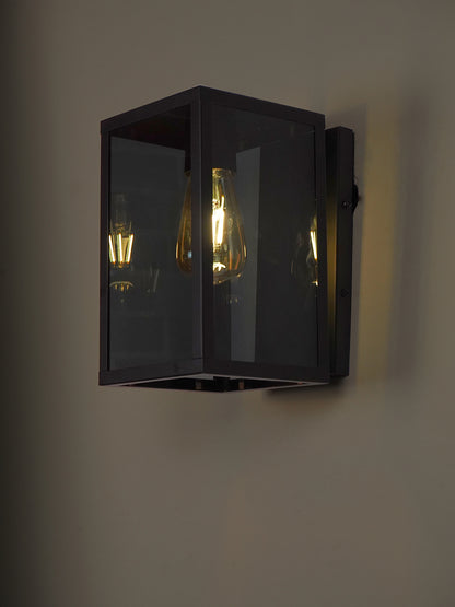 Black Glass Mild Steel 1-Light Wall Sconce – 25.4 cm