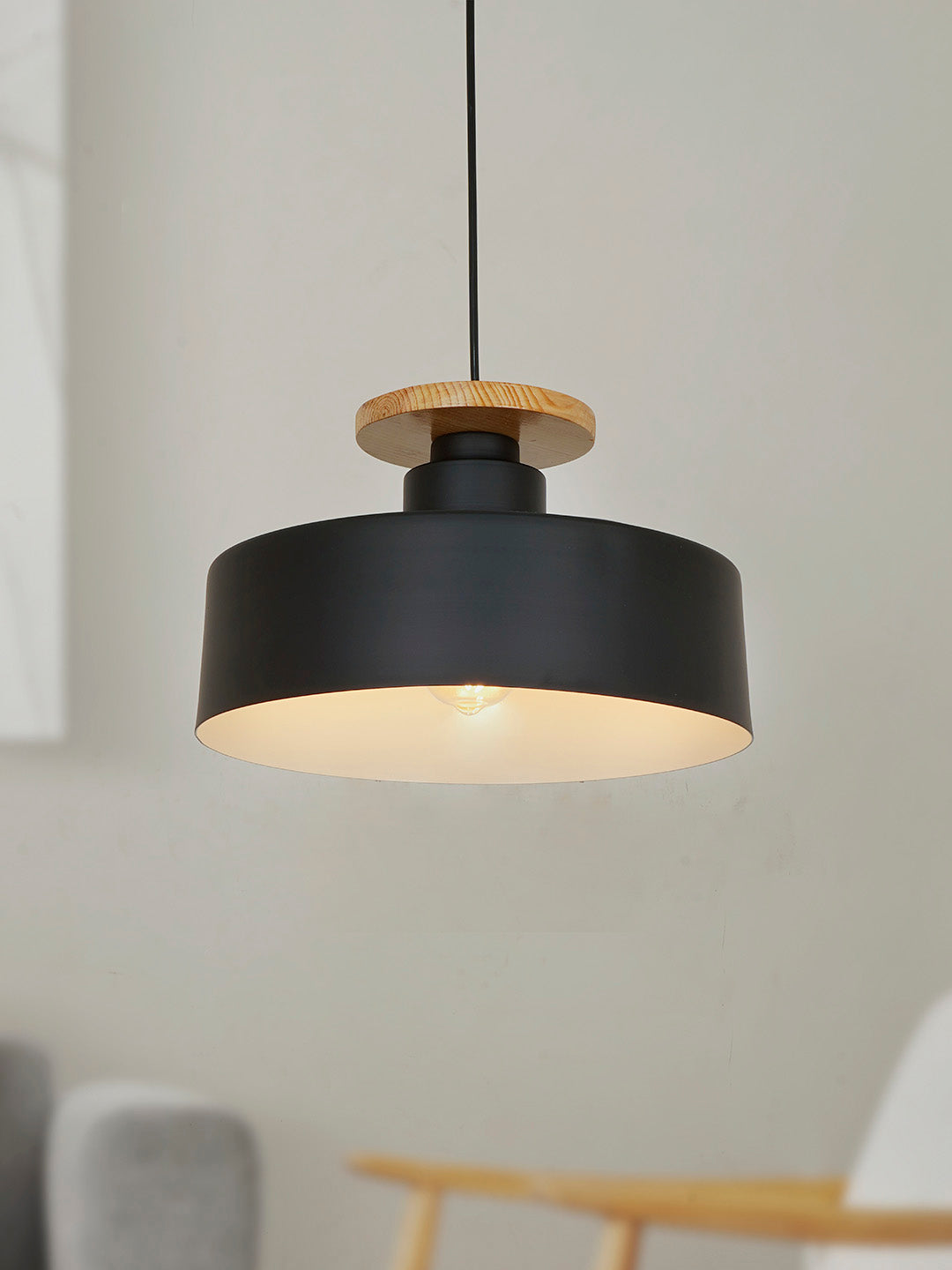 Black Mild Steel 1-Light Pendant Light – 33 cm