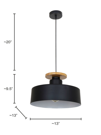 Black Mild Steel 1-Light Pendant Light – 33 cm