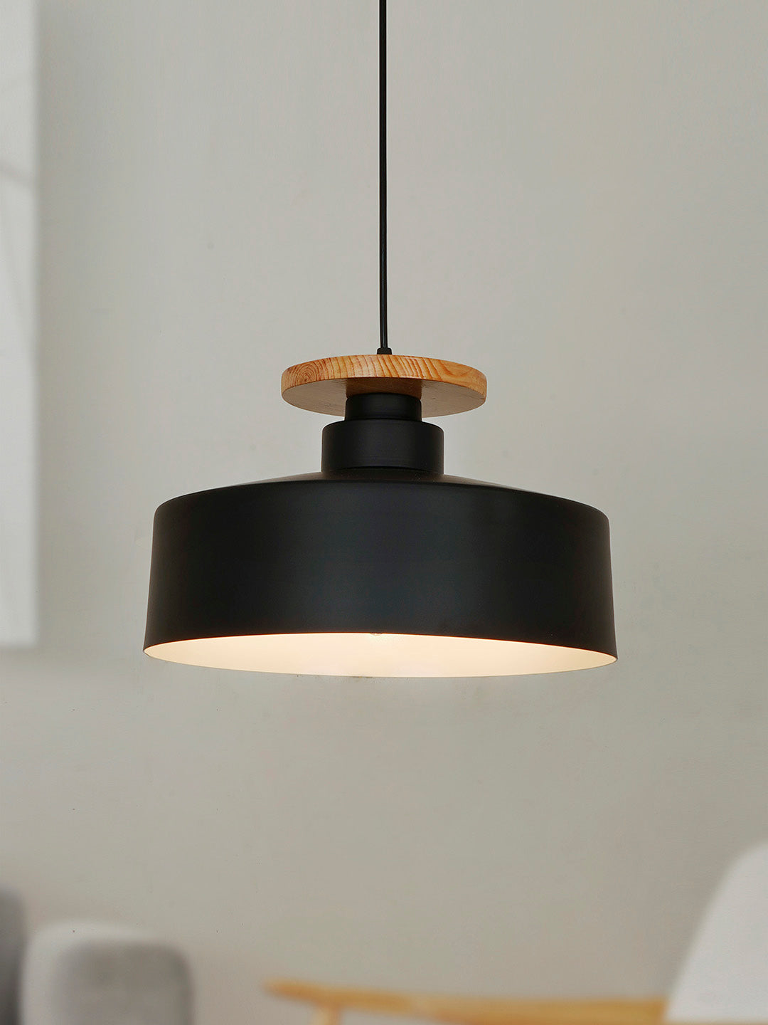 Black Mild Steel 1-Light Pendant Light – 33 cm