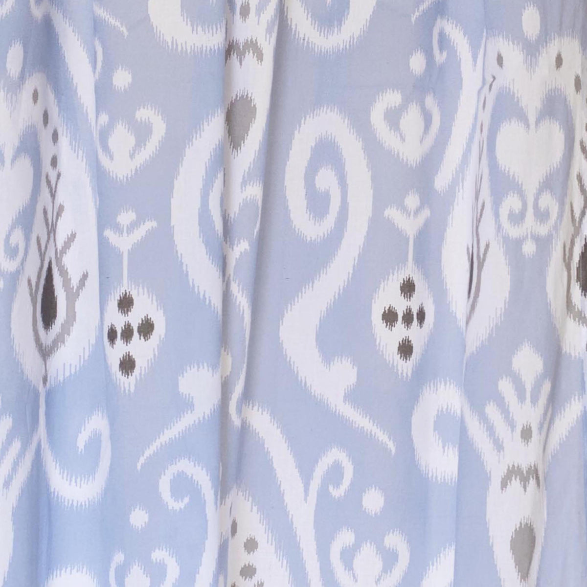 Blue Ikat Sheer Curtain Panel | Block Print Cotton Voile | 2 Sizes | 4 Hanging Styles