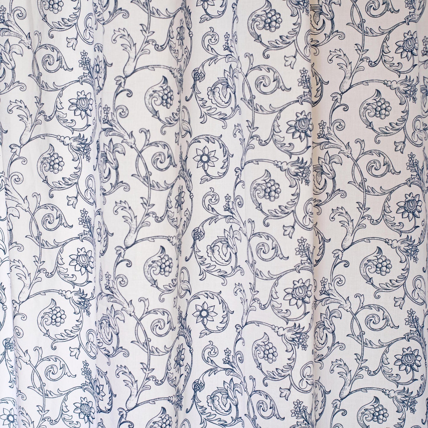Blue Swirl Sheer Printed Curtain Panel – Elegant Victorian Design