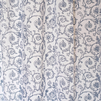 Blue Swirl Sheer Printed Curtain Panel – Elegant Victorian Design