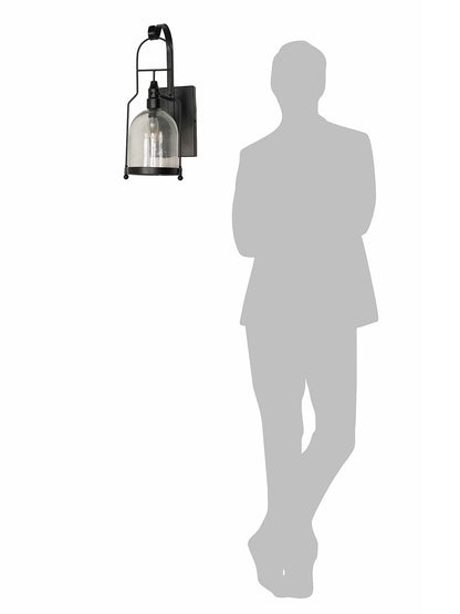 Black Glass Mild Steel 1-Light Wall Sconce – 50.8 cm