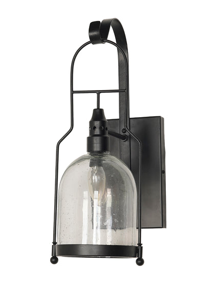 Black Glass Mild Steel 1-Light Wall Sconce – 50.8 cm
