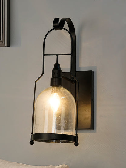 Black Glass Mild Steel 1-Light Wall Sconce – 50.8 cm