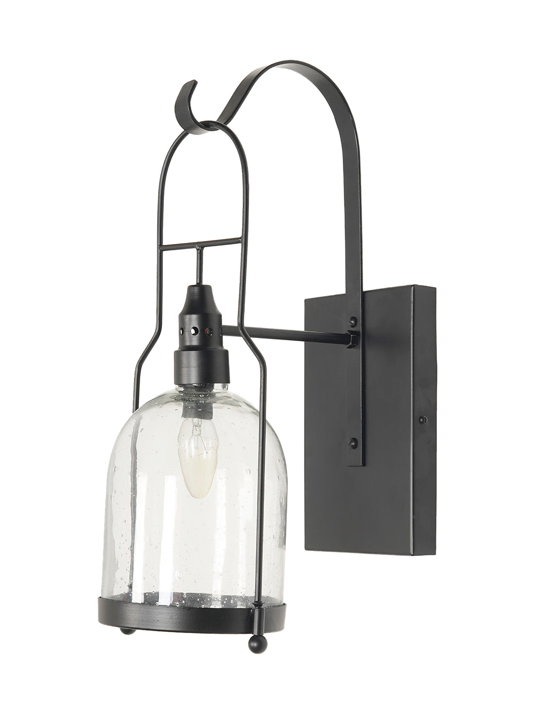 Black Glass Mild Steel 1-Light Wall Sconce – 50.8 cm