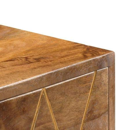Furniture Console Desk with 4 Drawers, Mango Wood, Chestnut | Brass Inlay, One Size  In Stock