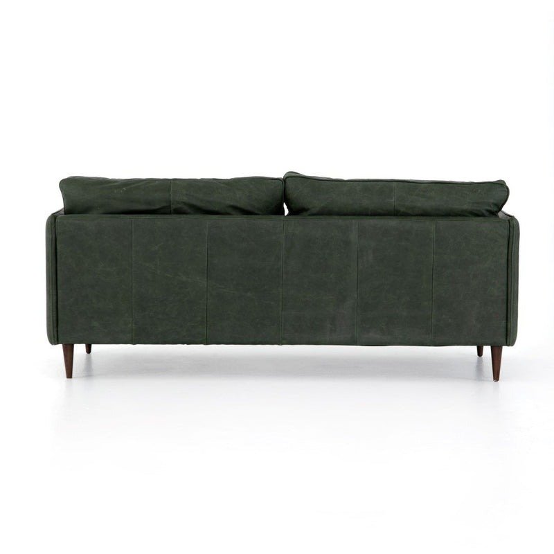 Olive Green Sage Cushion Wooden Sofa with Iron Frame