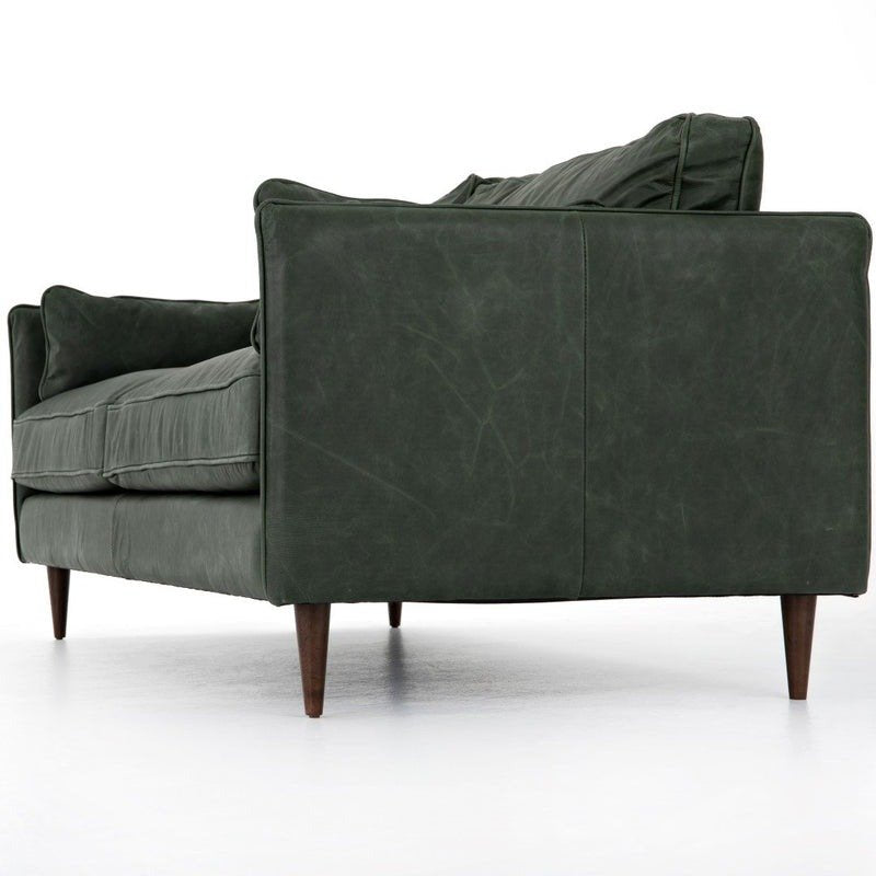 Olive Green Sage Cushion Wooden Sofa with Iron Frame