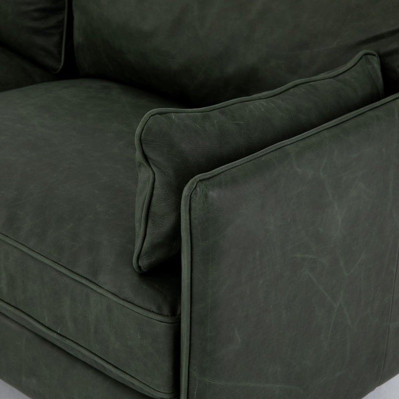 Olive Green Sage Cushion Wooden Sofa with Iron Frame