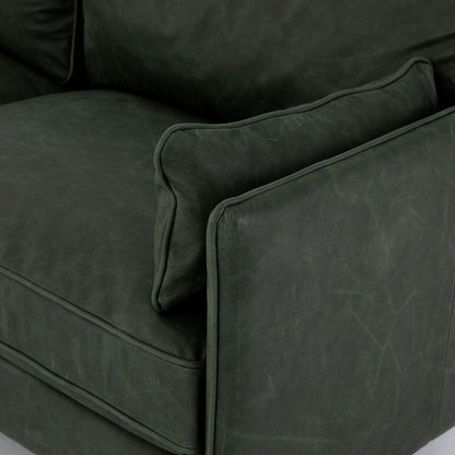 Olive Green Sage Cushion Wooden Sofa with Iron Frame