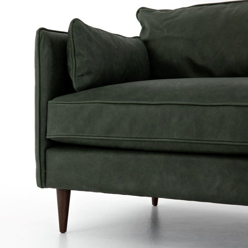 Olive Green Sage Cushion Wooden Sofa with Iron Frame