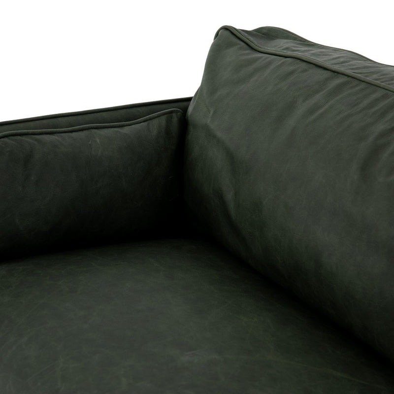 Olive Green Sage Cushion Wooden Sofa with Iron Frame