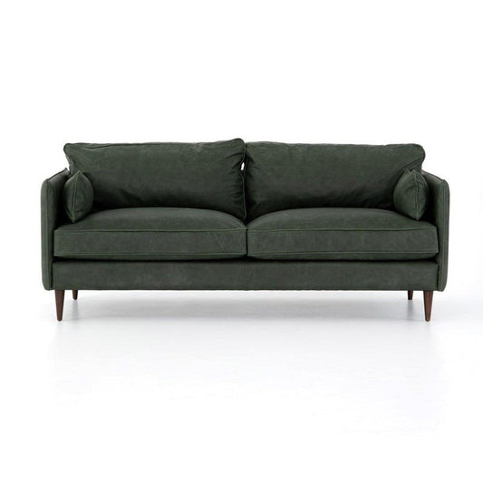 Olive Green Sage Cushion Wooden Sofa with Iron Frame