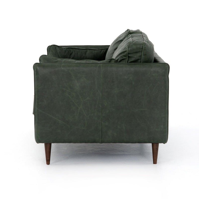 Olive Green Sage Cushion Wooden Sofa with Iron Frame