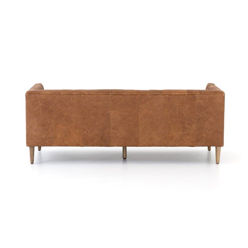Premium Tufted Cushion Leather Sofa with Solid Wood Frame