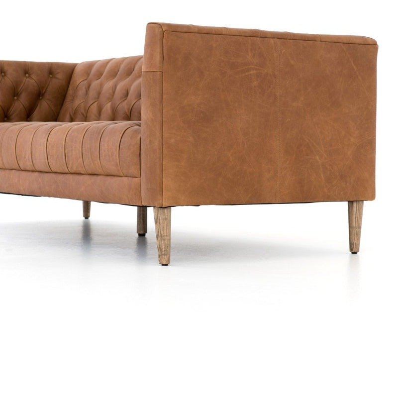 Premium Tufted Cushion Leather Sofa with Solid Wood Frame