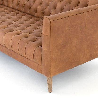 Premium Tufted Cushion Leather Sofa with Solid Wood Frame
