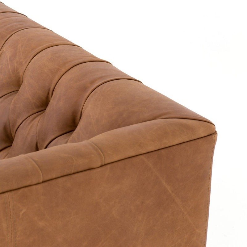 Premium Tufted Cushion Leather Sofa with Solid Wood Frame