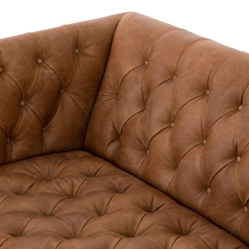 Premium Tufted Cushion Leather Sofa with Solid Wood Frame