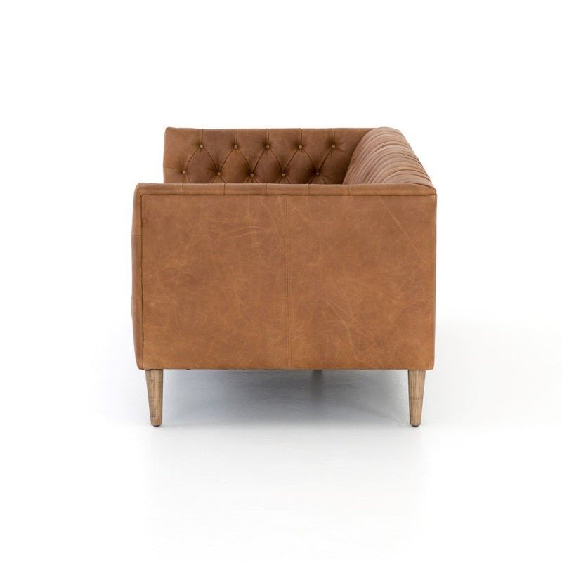 Premium Tufted Cushion Leather Sofa with Solid Wood Frame