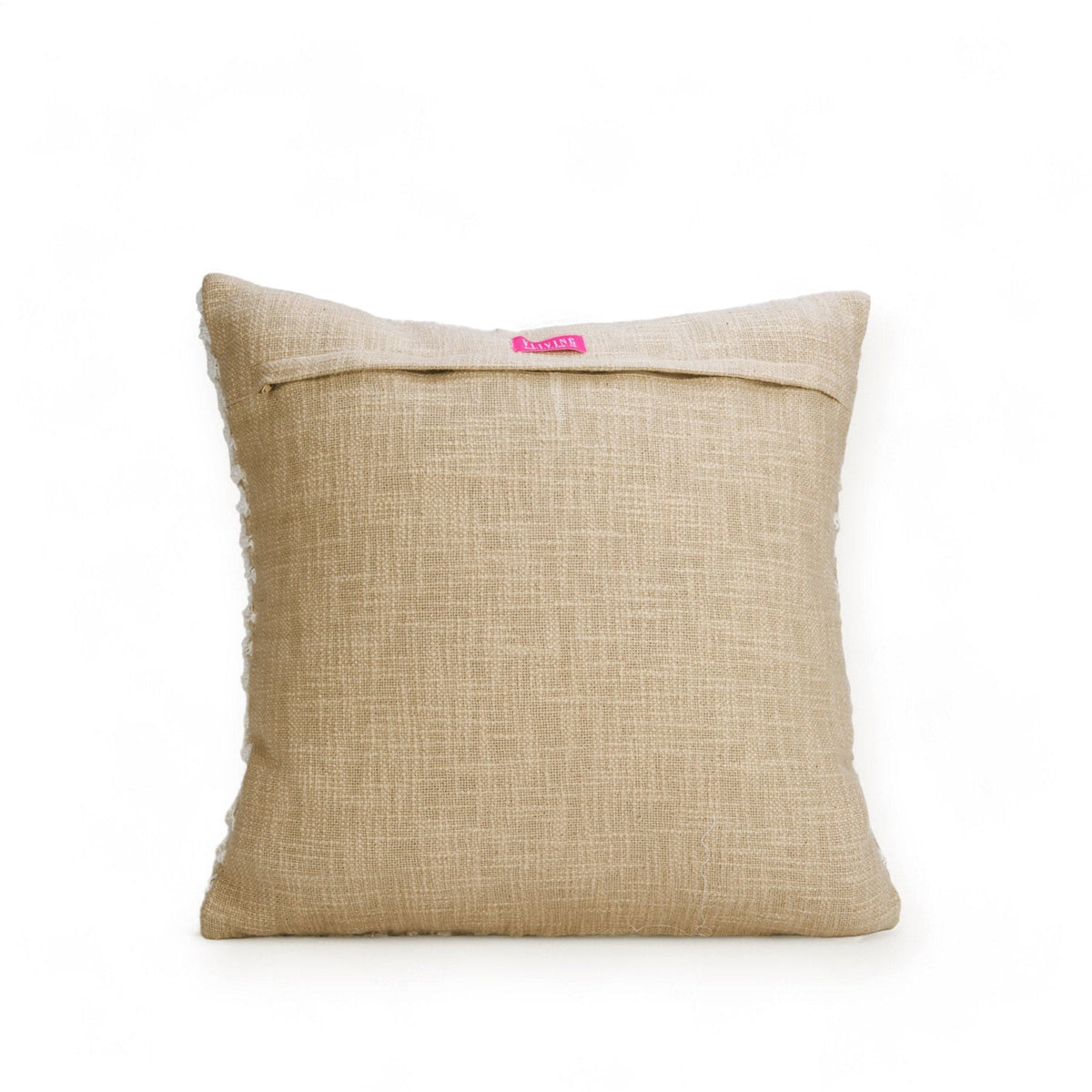 Zulu Checkered Tufted Pillow Cover | Off White & Beige | 18 × 18 inches | Handmade