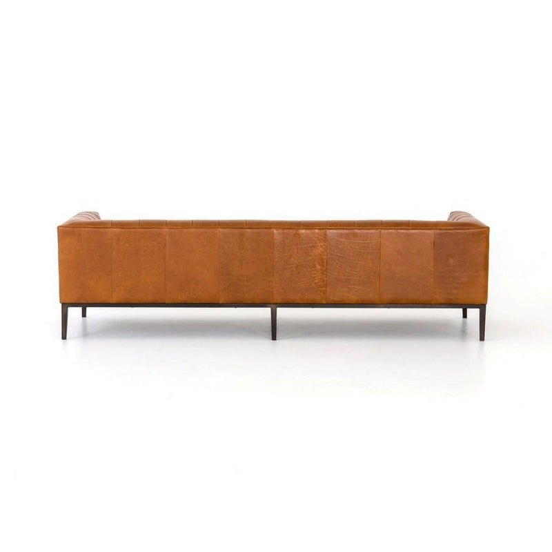 Mason Premium Top-Grain Leather Solid Wood Sofa with Gunmetal Legs
