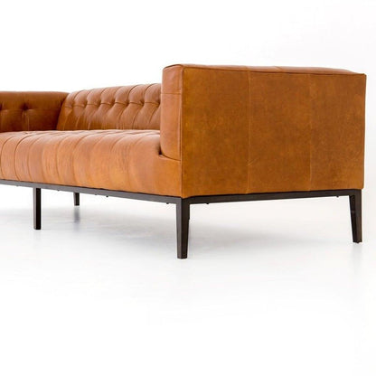 Mason Premium Top-Grain Leather Solid Wood Sofa with Gunmetal Legs