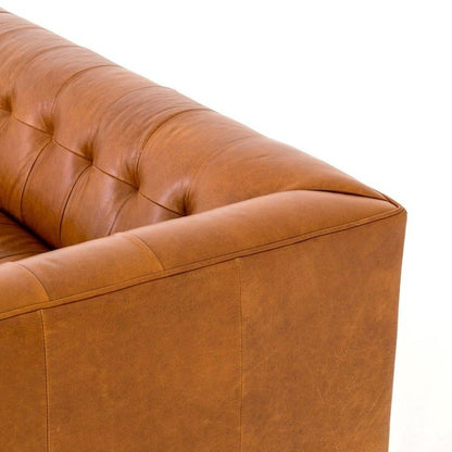 Mason Premium Top-Grain Leather Solid Wood Sofa with Gunmetal Legs