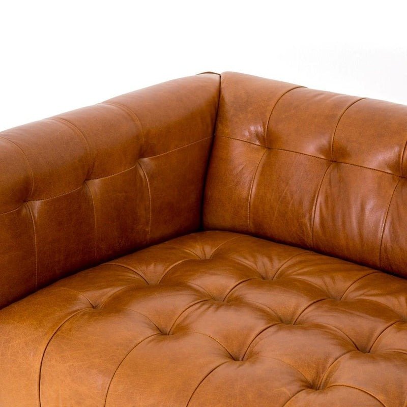 Mason Premium Top-Grain Leather Solid Wood Sofa with Gunmetal Legs