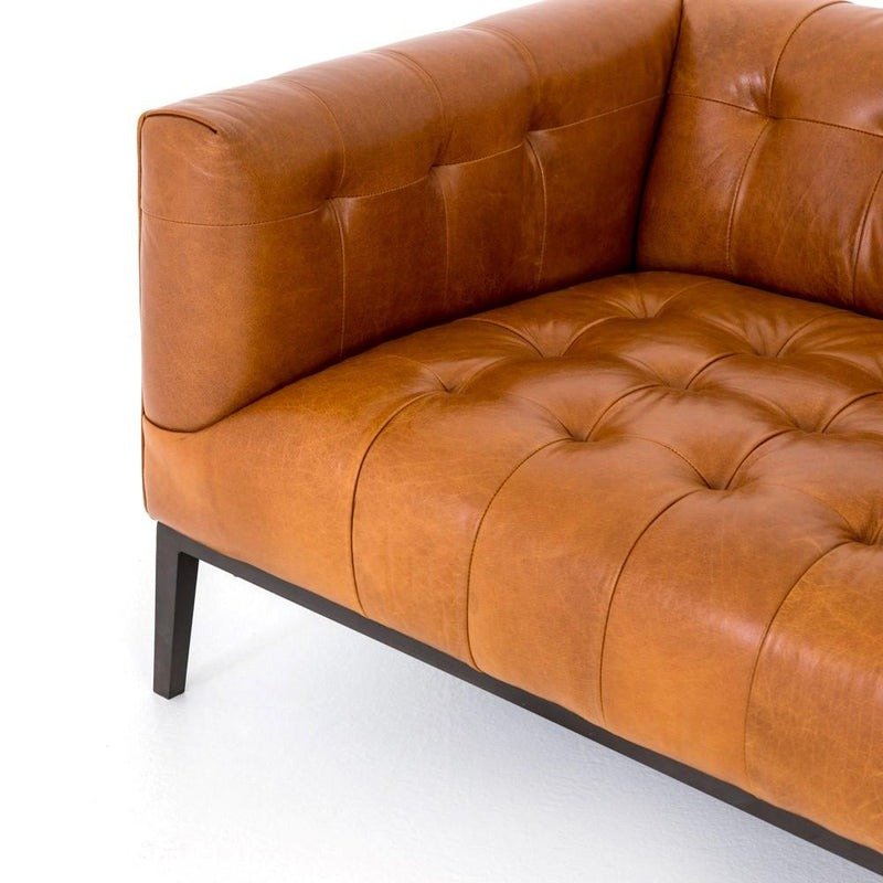 Mason Premium Top-Grain Leather Solid Wood Sofa with Gunmetal Legs