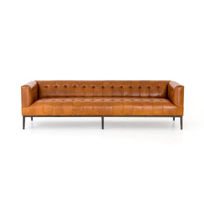 Mason Premium Top-Grain Leather Solid Wood Sofa with Gunmetal Legs