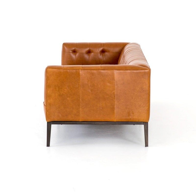 Mason Premium Top-Grain Leather Solid Wood Sofa with Gunmetal Legs