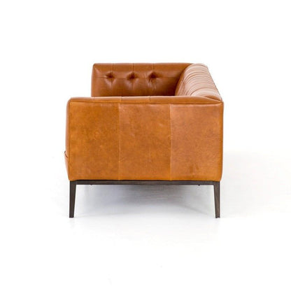 Mason Premium Top-Grain Leather Solid Wood Sofa with Gunmetal Legs
