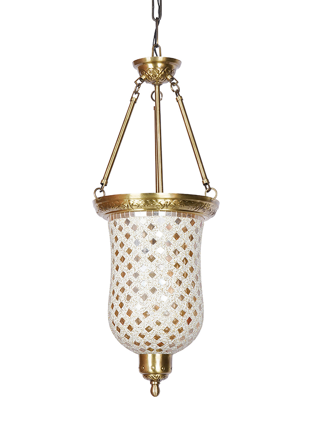 Brass Antique Glass 1-Light Bell Jar Hanging Pendant Light – 24.1 cm
