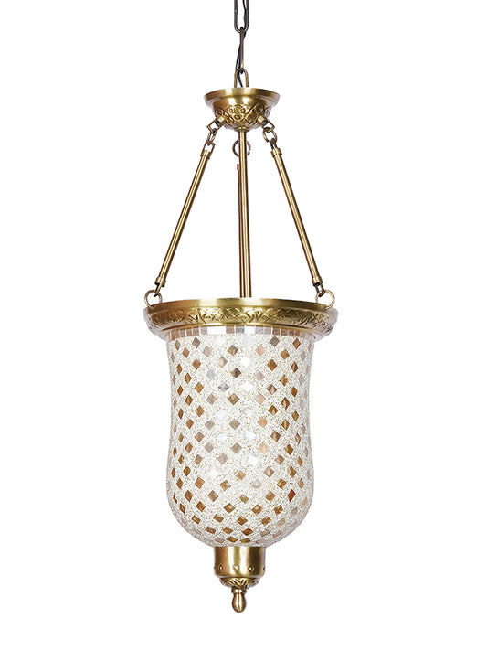 Brass Antique Glass 1-Light Bell Jar Hanging Pendant Light – 24.1 cm