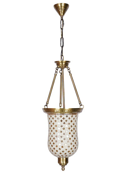 Brass Antique Glass 1-Light Bell Jar Hanging Pendant Light – 24.1 cm