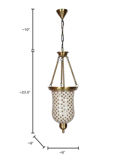 Brass Antique Glass 1-Light Bell Jar Hanging Pendant Light – 24.1 cm