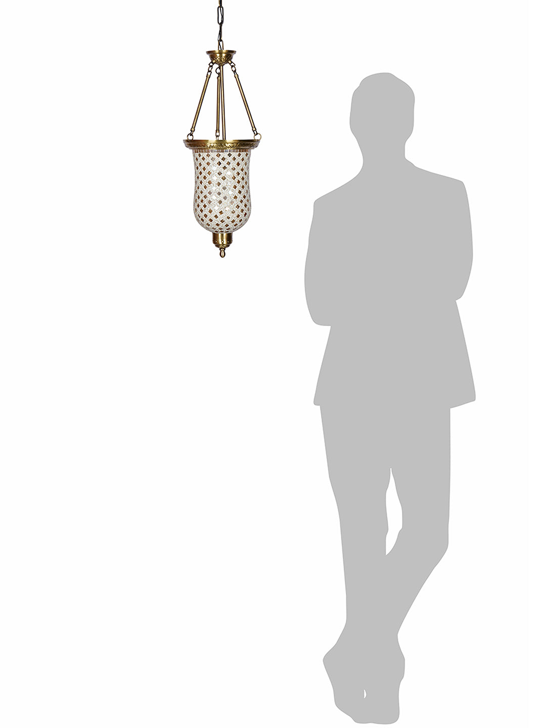 Brass Antique Glass 1-Light Bell Jar Hanging Pendant Light – 24.1 cm