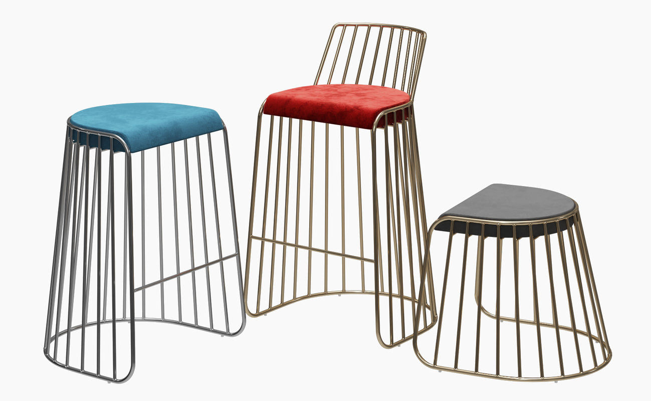 Elegant Bride's Veil Metal Bar Stool with Custom Upholstery Options