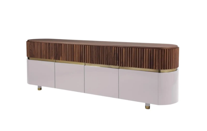 Elegant New York Art Deco Sideboard: Marble Top, Steel Base, Custom Storage