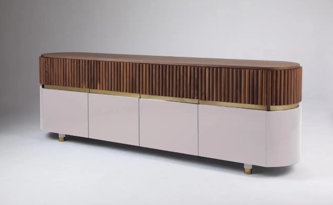 Elegant New York Art Deco Sideboard: Marble Top, Steel Base, Custom Storage