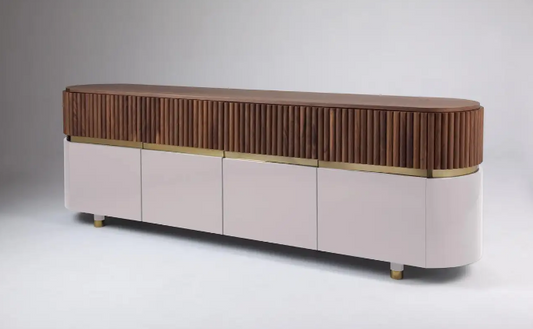 Elegant New York Art Deco Sideboard: Marble Top, Steel Base, Custom Storage