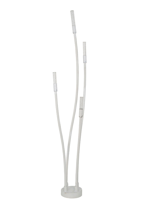 53-Inch Modern Off-White LED Cattail Bollard Set | 4-Light Outdoor Path Light with Bubble Glass
