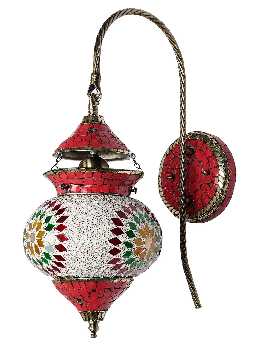 Red Glass Mild Steel 1-Light Wall Sconce – 45.7 cm