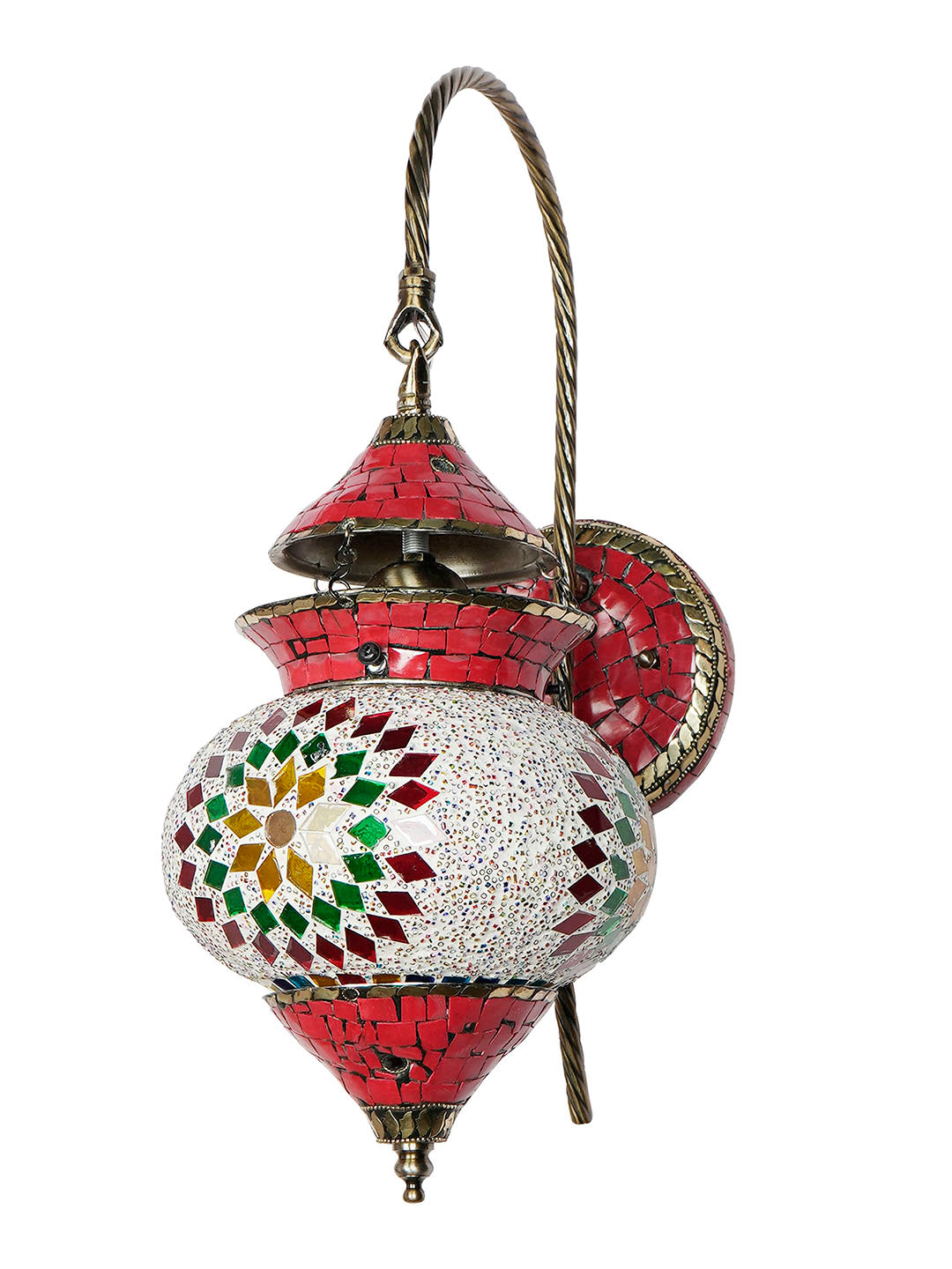 Red Glass Mild Steel 1-Light Wall Sconce – 45.7 cm