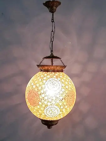 Brass Antique Glass 1-Light Pendant Light – 25.4 cm